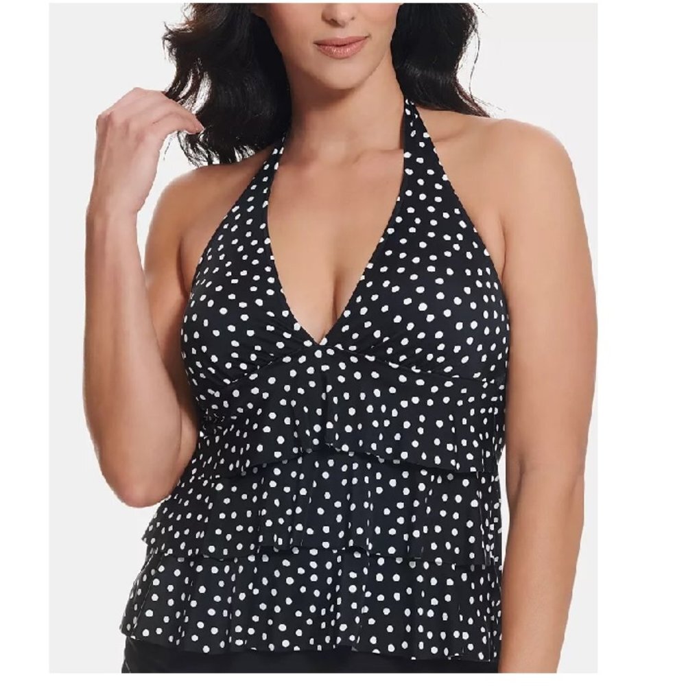 Swim Solutions Printed Halter Tankini Top